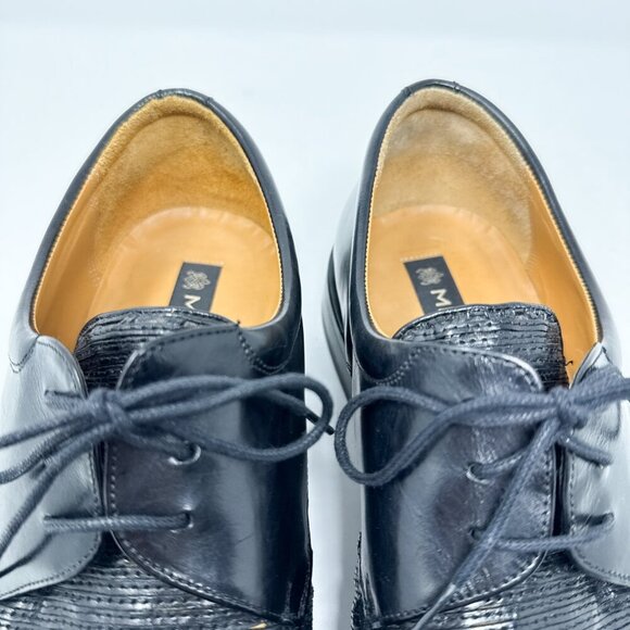 VTG RARE Mezlan Shoes Mens 13M Black Derby Leather Lace Up Cut Out Casual Dress - Picture 9 of 13
